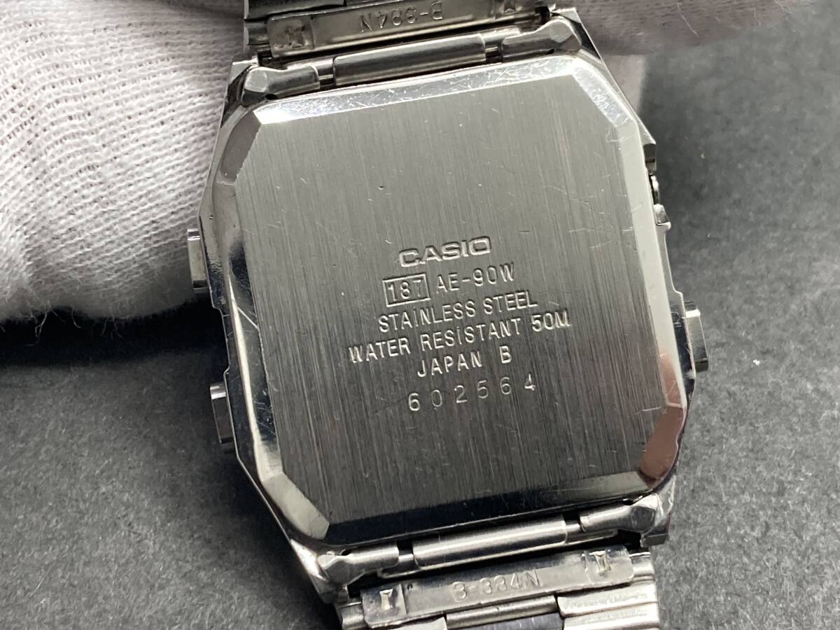 １円～稼働品 CASIO/カシオ アラームクロノグラフ AE-90W デジタル メンズ腕時計 QZ 【YB-024200】_画像6