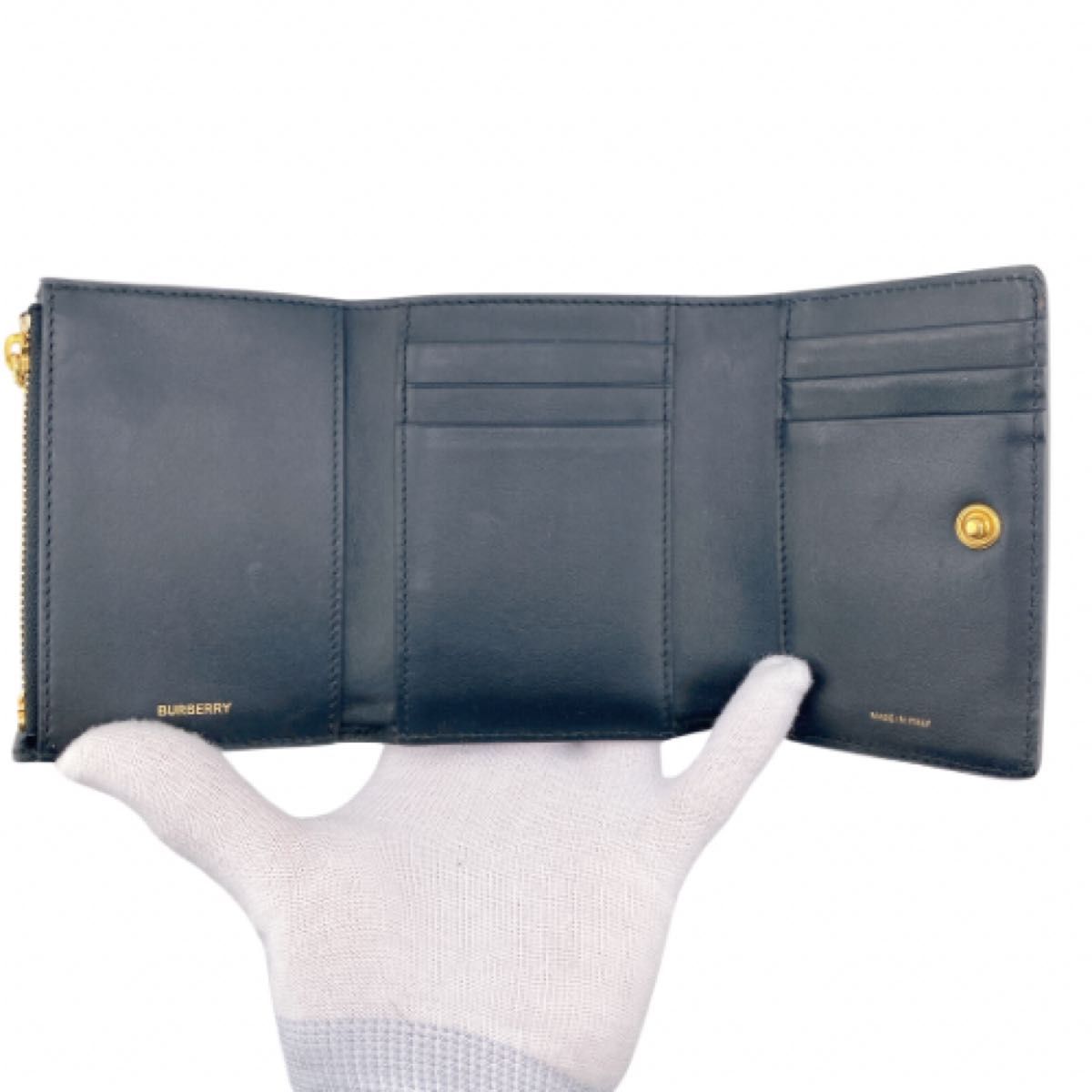 BURBERRY バーバリー 三つ折り財布 黒 レディース 正規品 TBロゴ BURBERRY バーバリー 三つ折り財布 黒 レディース 正規品 TBロゴ