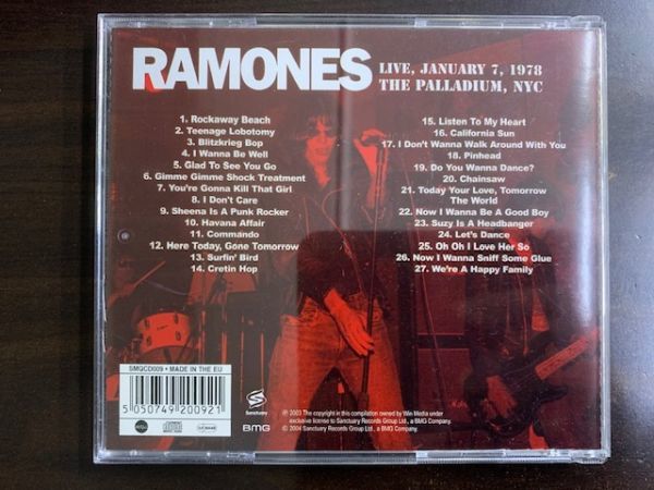 ラモーンズ RAMONES / LIVE, JANUARY 7, 1978 THE PALLADIUM, NYC 輸入盤 5050749200921_画像2