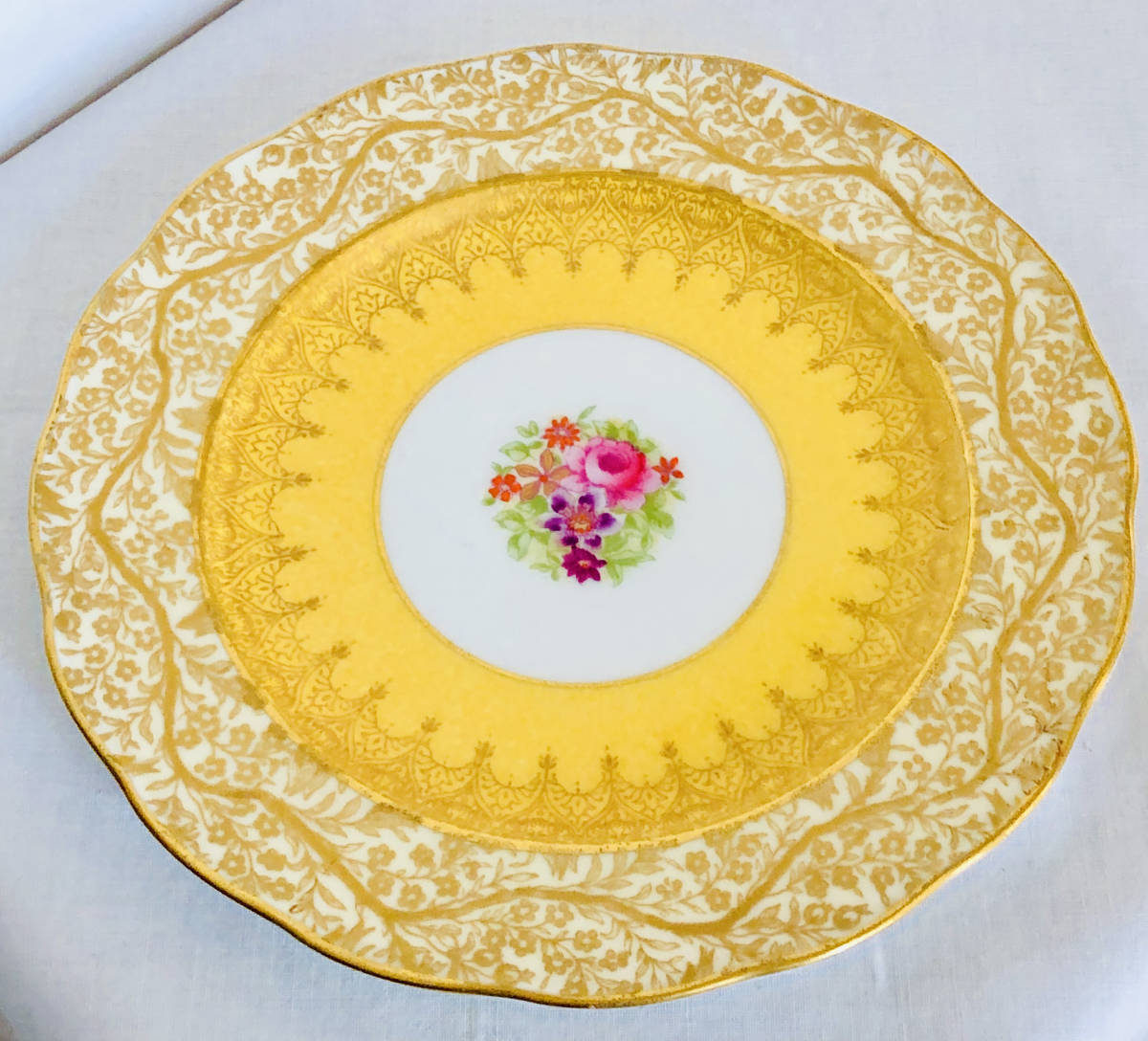 １８９９年 　　　　　　　ジョージジョーンズ金彩ハンドペイントフラワーブーケパターン飾り皿_画像7