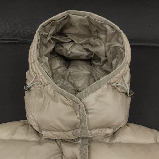 モンクレール サイズ2 エルミンヌ HERMINE ダウンコート フロントジップ フード レディース ベージュ MONCLER_画像4