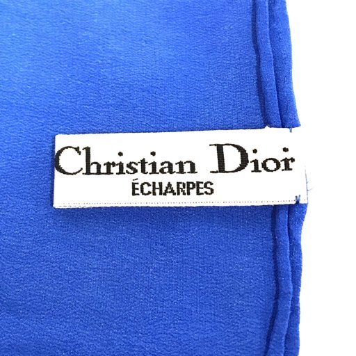 送料360円 クリスチャン ディオール ECHARPES 大判 スカーフ ペイズリー 総柄 シルク 約85×86cm ブルー Dior 同梱NG_画像5