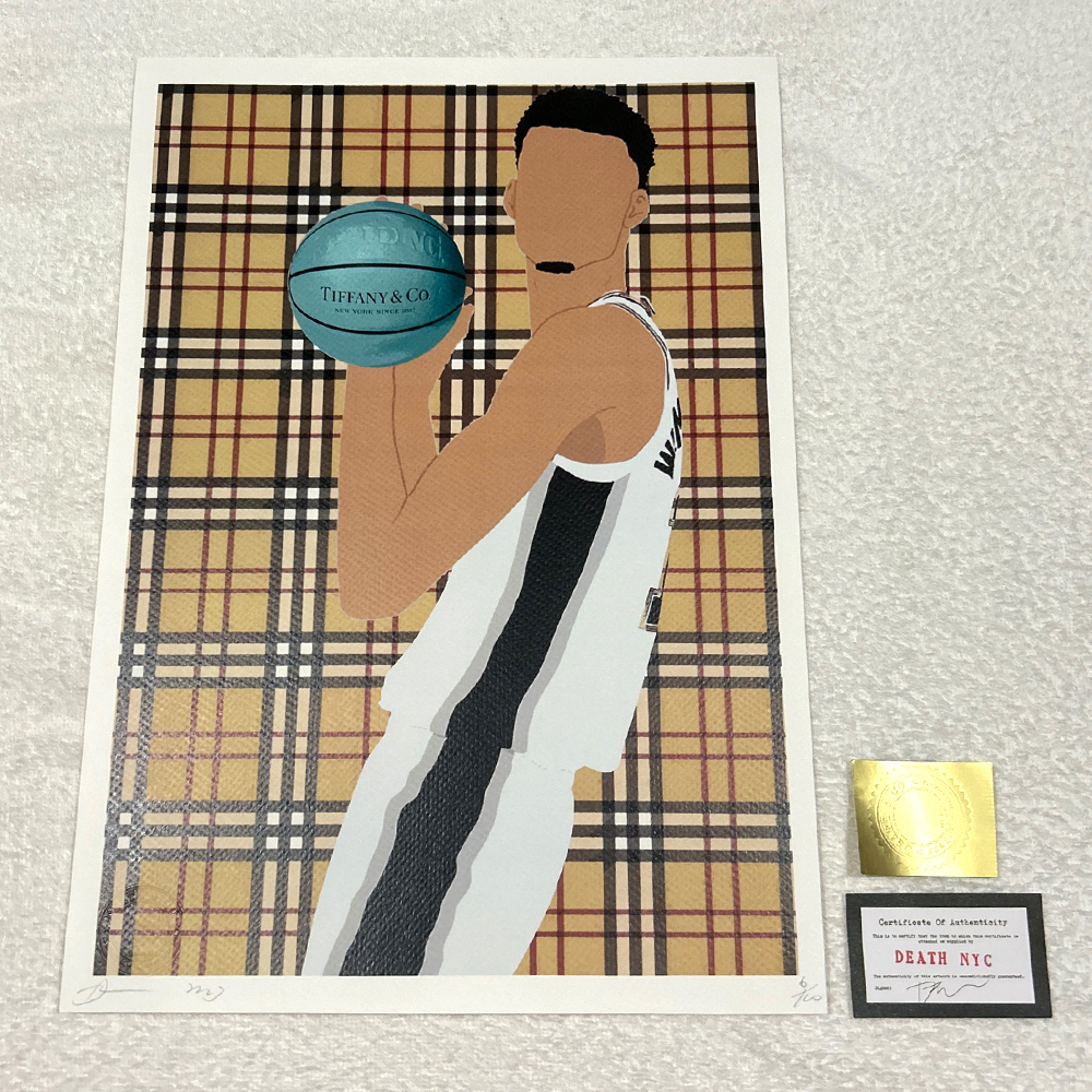 DEATH NYC ウェンバンヤマ NBA バーバリー BURBERRY SPURS Tiffany 世界限定100枚 ポップアート アートポスター 現代アート KAWS Banksy_画像1