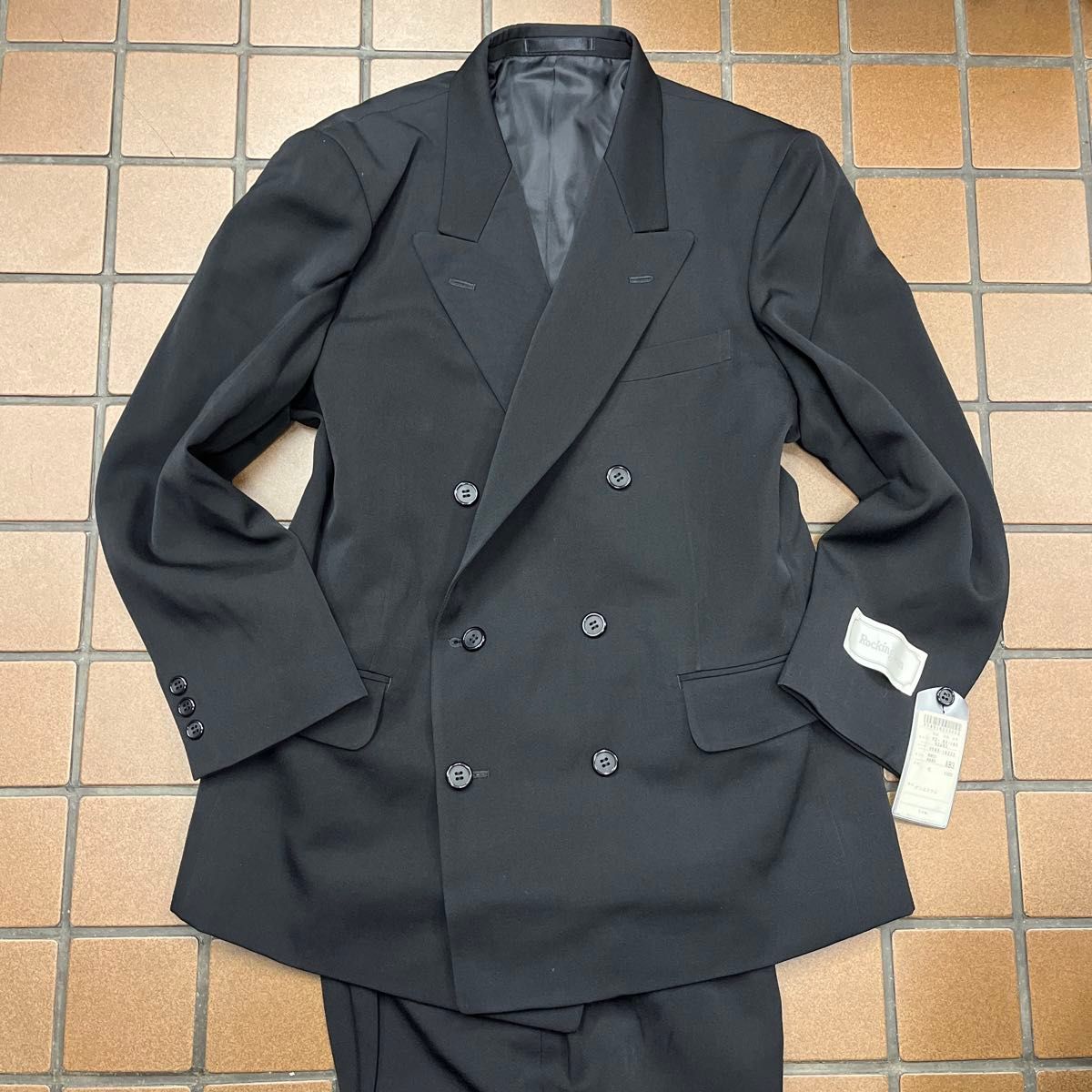 新品 A4(S) スーツ メンズ ダブルスーツ 6B《日本製 礼服 冠婚葬祭★ウール100%》ブラックフォーマル オールシーズン