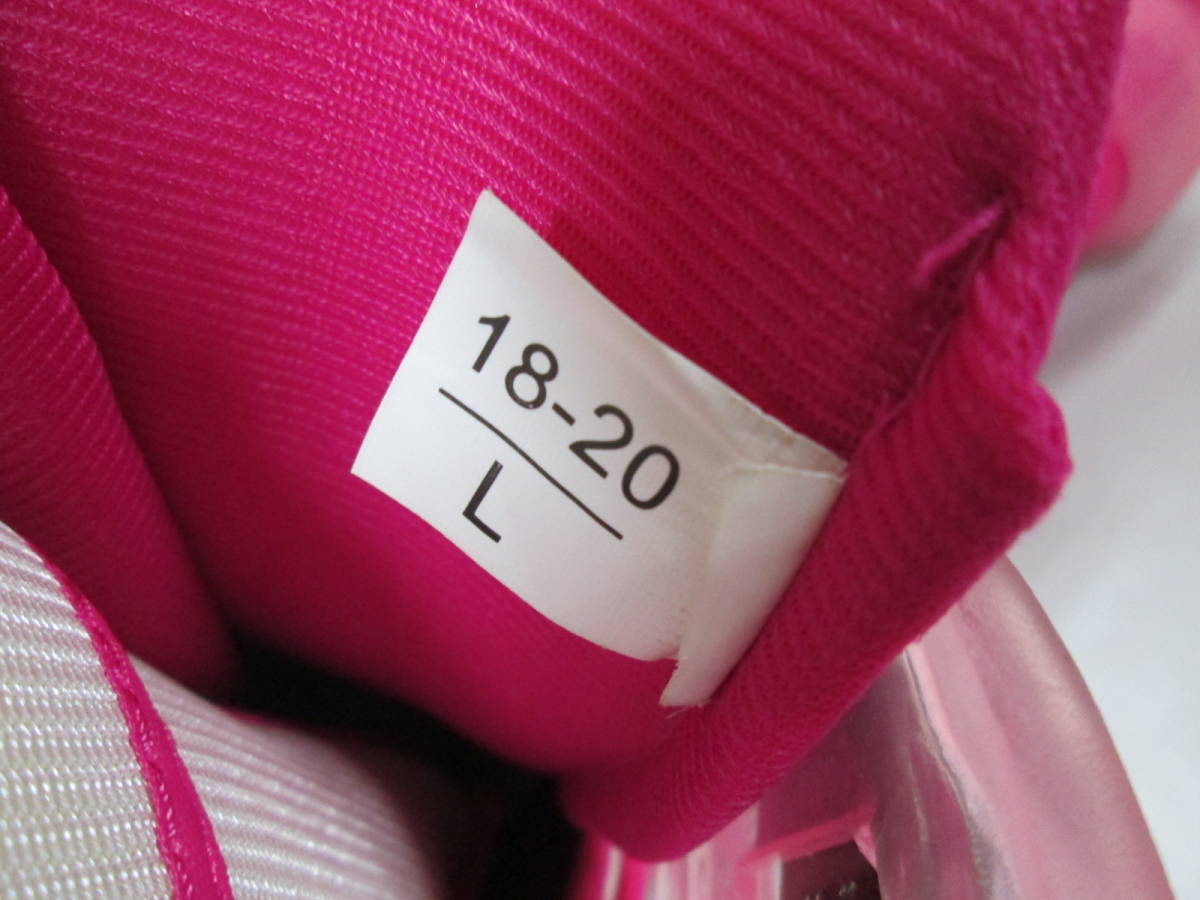 【0207n F9080】 アジャスタブル インラインスケート キッズ 子供用 18-20cm プロテクター付き ピンク ローラースケート_画像7