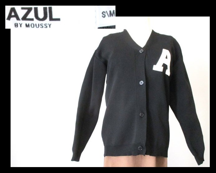 [009-208]AZULbyMOUSSY azur bai Moussy * black V neck cardigan S/M size 