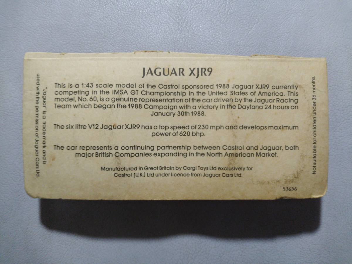 【Corgiコーギー/カストロール・ジャガー・レーシング】1/43 Jaguar XJR9-1988 IMSA Series【♯60 M.ブランドル,J.ニールセン,R.ボーセル】_画像6