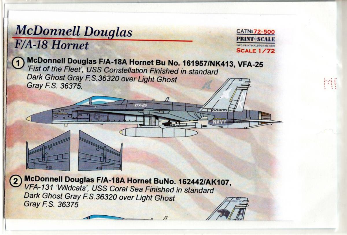 新製品　1/72　Print Scale　72500　McDonnel Douglas Hornet F/A-18A_画像1
