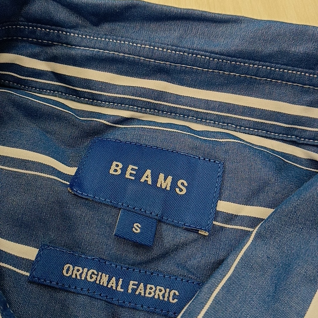 D # 【商品ランク:B】ビームス BEAMS コットン 100％ ストライプ柄 長袖 ボタンシャツ sizeS メンズ トップス 紳士服 ブルー 蒼系_画像4