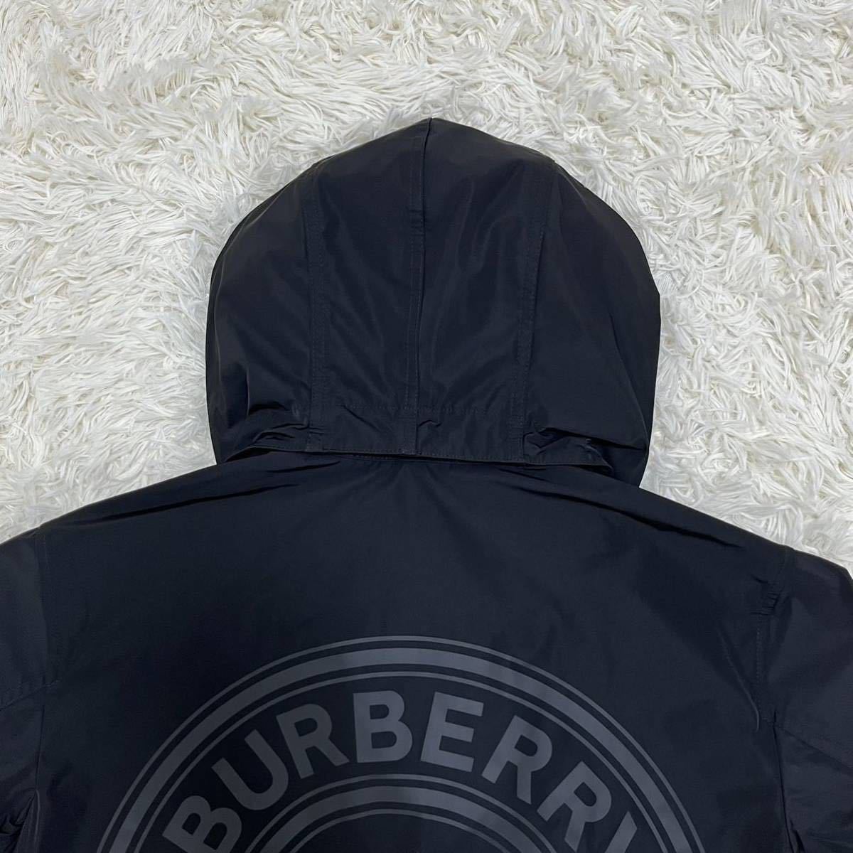 現行タグ 希少XLサイズ バーバリー Burberry 2way ブルゾン ナイロンジャケット ジャンパー アウター プリント 背面ロゴ ブラック 黒_画像2