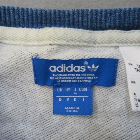 YSS3862★adidas/アディダス クルーネックスウェット フレンチテリー インディゴ ビッグロゴ ラグラン Mサイズ★A_画像3