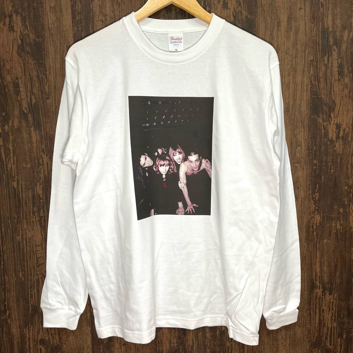 MANESKIN・マネスキン・フォトプリント・ロングTシャツ・白・XL_画像1