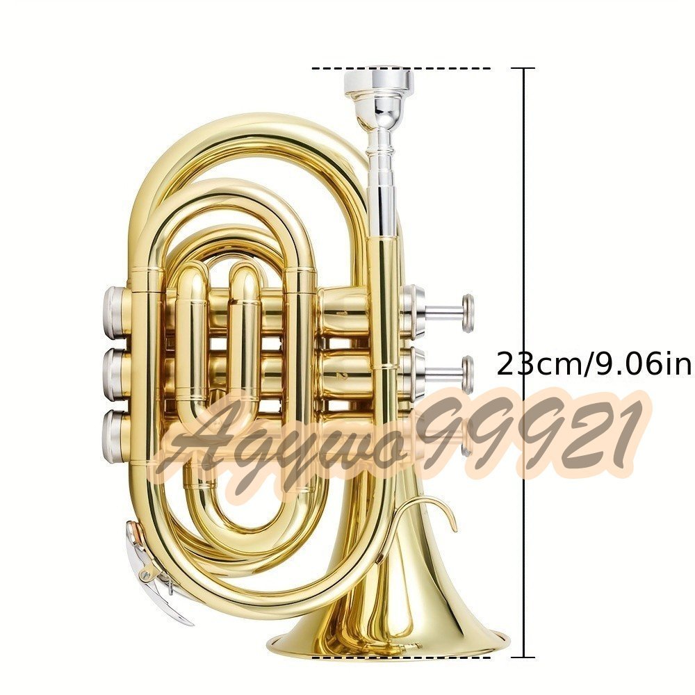  Professional pocket trumpet | B Flat brass electric . moving Golden | portable Jazz musical instruments Kaluoli made 