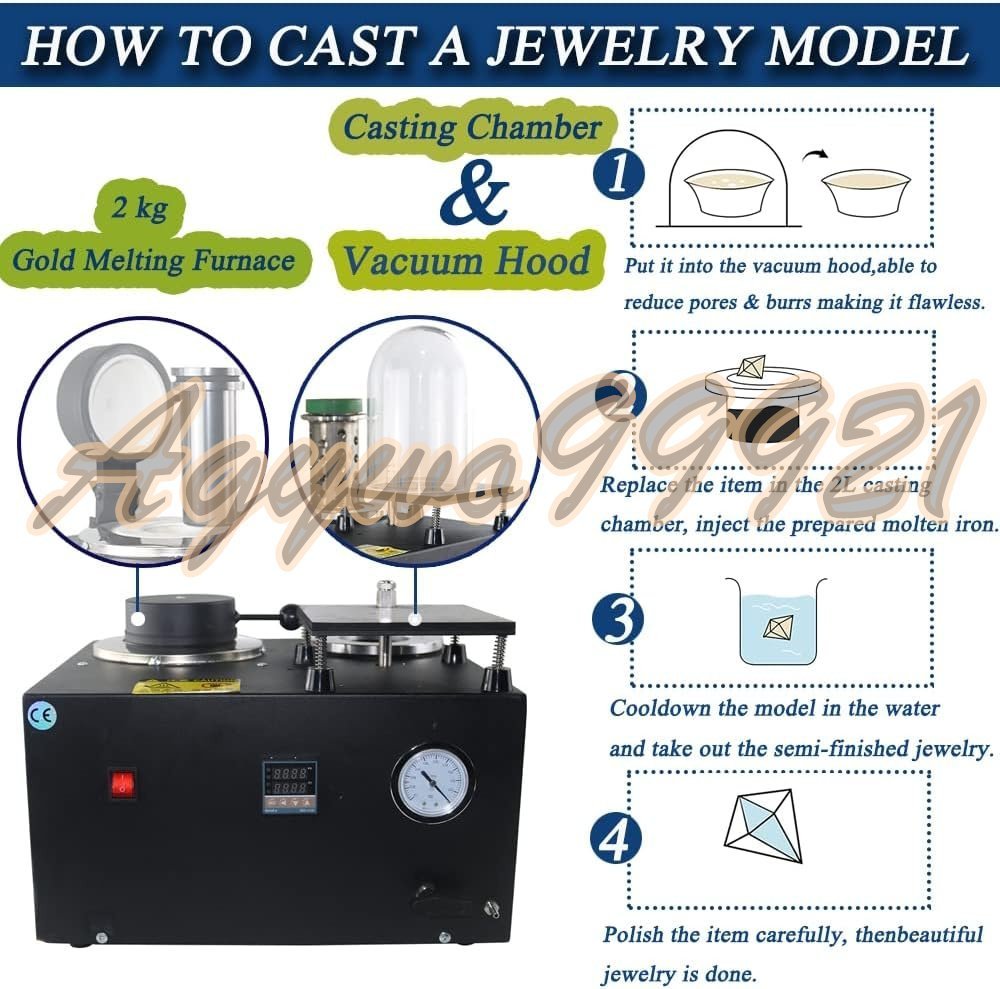  electric ... digital metal ...& vacuum casting machine high temperature . made precious metal jewelry casting tool 1/2 HP 2kg1100*C110V metal ...