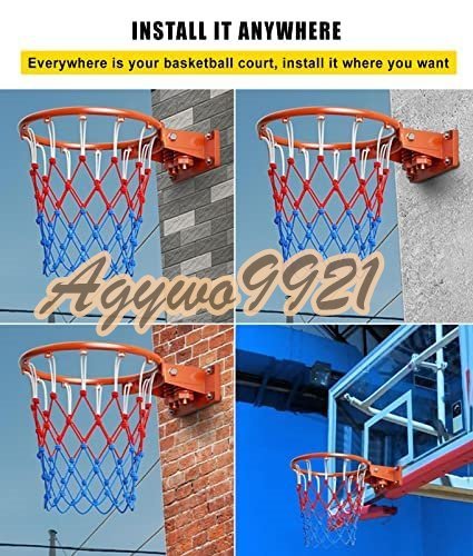 バスケットボール フープ 頑丈なダブルスプリングバスケットボールリム、 スラムダンクのスチール製バスケットボールフープ45cmの画像5