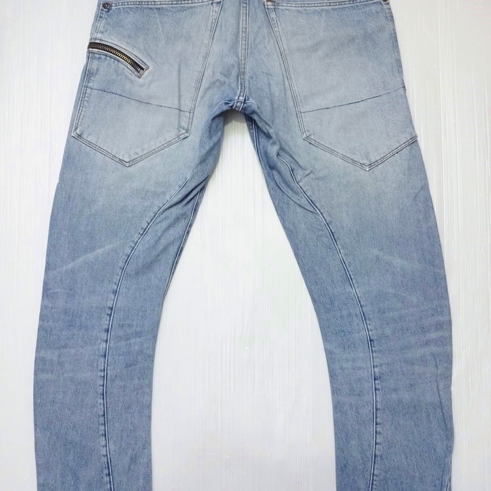 即決★ 送料無★ G-STAR RAW　TYPE-C ZIP 3D テーパード　W83cm　明青　立体裁断　Sz.30　G924_画像10