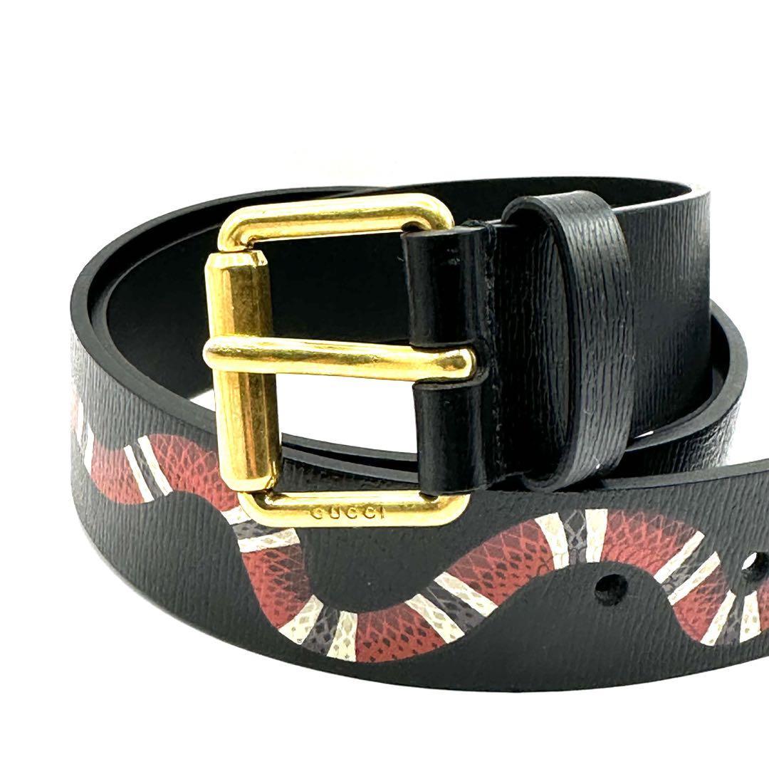 美品】グッチ GUCCI 434520 ベルト 蛇 スネーク ブラック メンズ 美品】グッチ GUCCI 434520 ベルト 蛇 スネーク ブラック メンズ