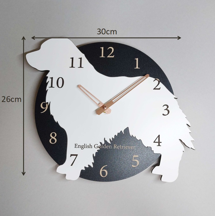 限定値下げ 名入れ ワンちゃん はみ出し壁掛け時計 イングリッシュゴールデンレトリバー 静音時計の画像7