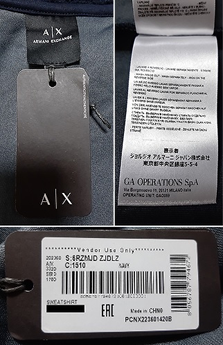 [新品] ARMANI EXCHANGE　ブランドタグ付きとなる【メンズ・フリースジャケット】◆2023-24年秋冬モデル　サイズ：L(50相当)　◆色：紺_画像10