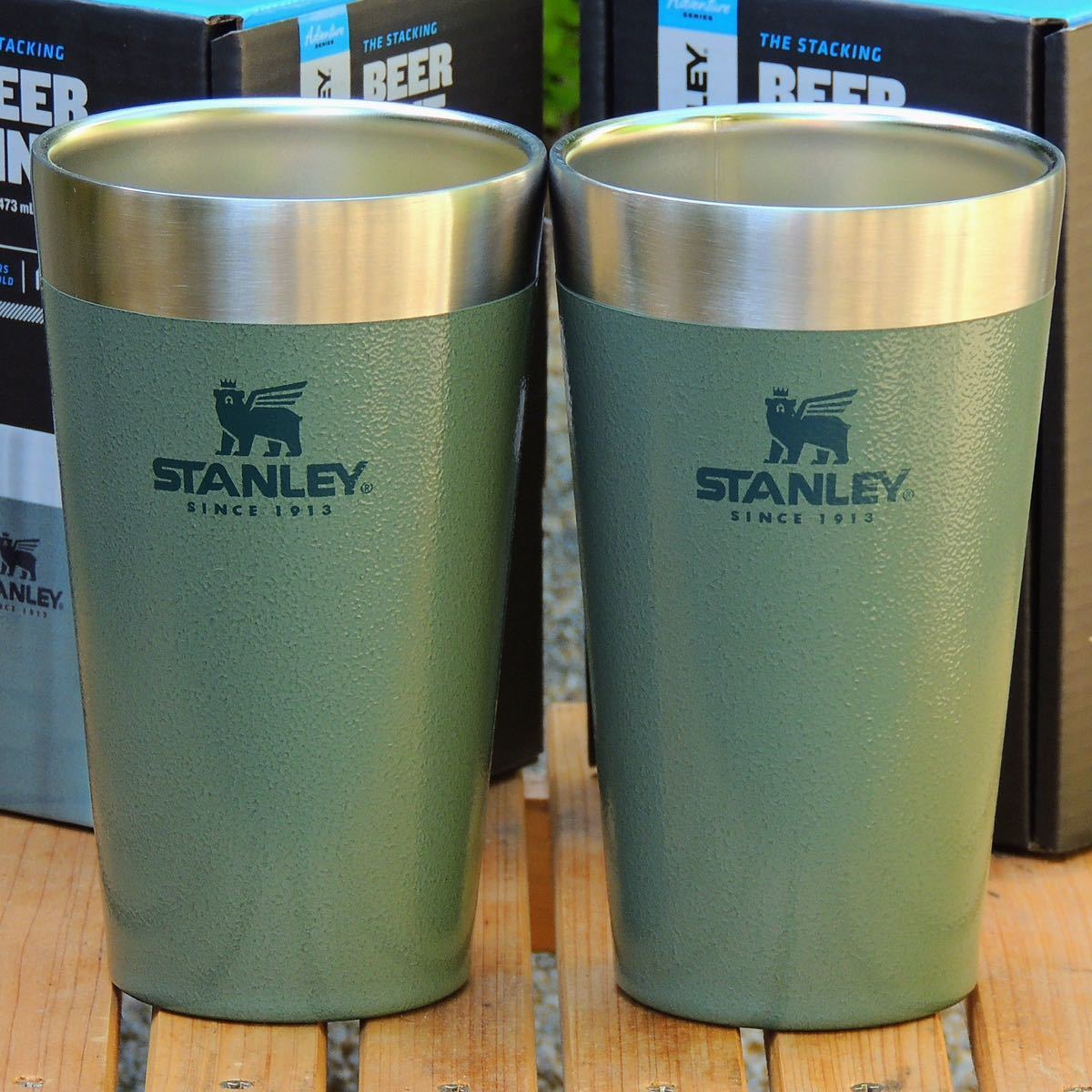 スタンレーSTANLEYスタッキング真空パイント0.47L【グリーン2個セット】正規品 保冷保温タンブラー アウトドア キャンプ BBQの画像1