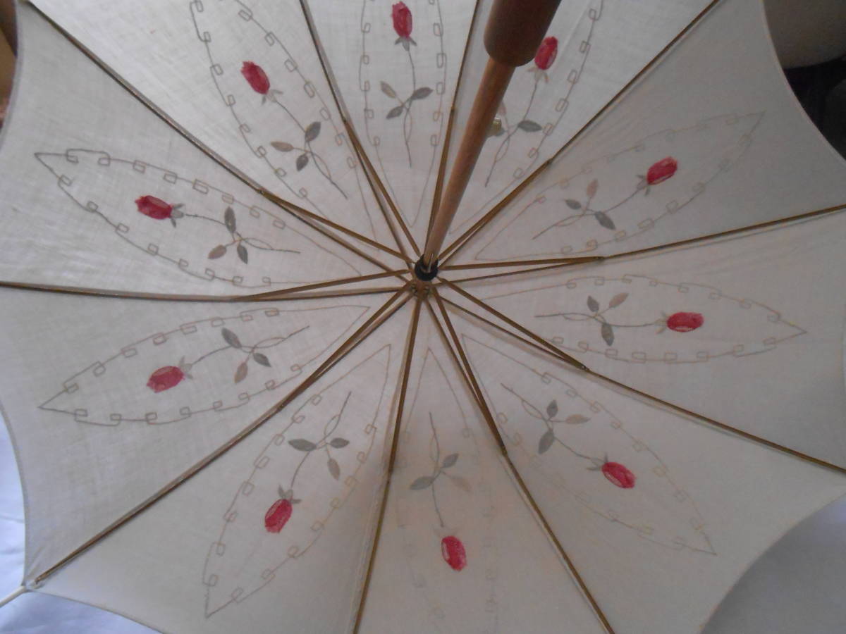 薔薇のつぼみ　バラ　布製日傘　刺繍　ハンドメイド　_画像4