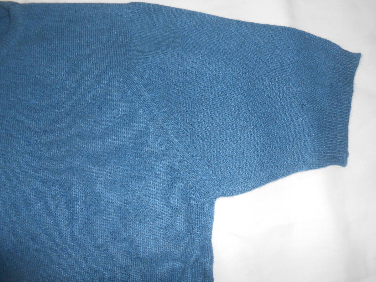  HAWICO ホーウィコ 繊維の宝石 カシミヤ100% ニット 半袖　 スコットランド製 カシミア　クリーニング　ブルー　青_画像3