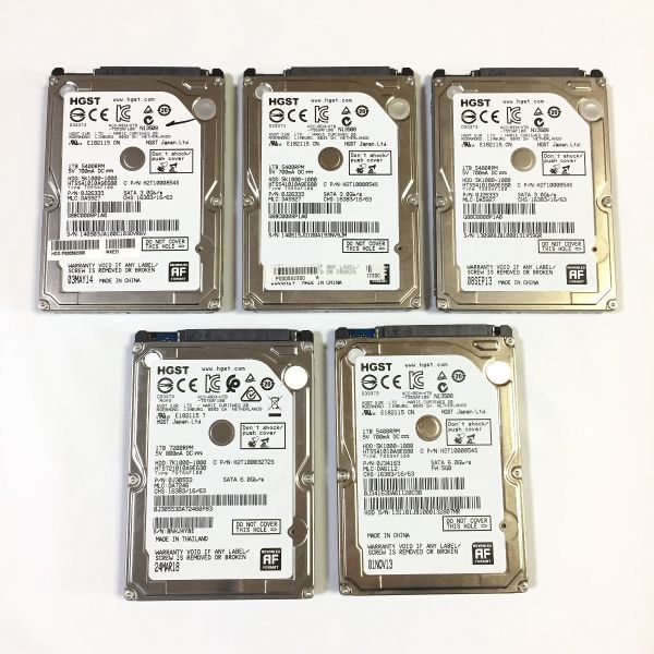 ★動作確認済★HGST 2.5インチ SATA ハードディスク 1TB HDD 5個セット HTS541010A9E680 HTS721010A9E630_画像1