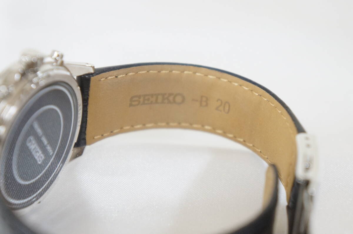 稼働品 SEIKO セイコー 7B22-0AZ0 デイト メンズ 電波ソーラー 腕時計 ワニ型押し レザーベルト 箱付き 8502196011_画像8
