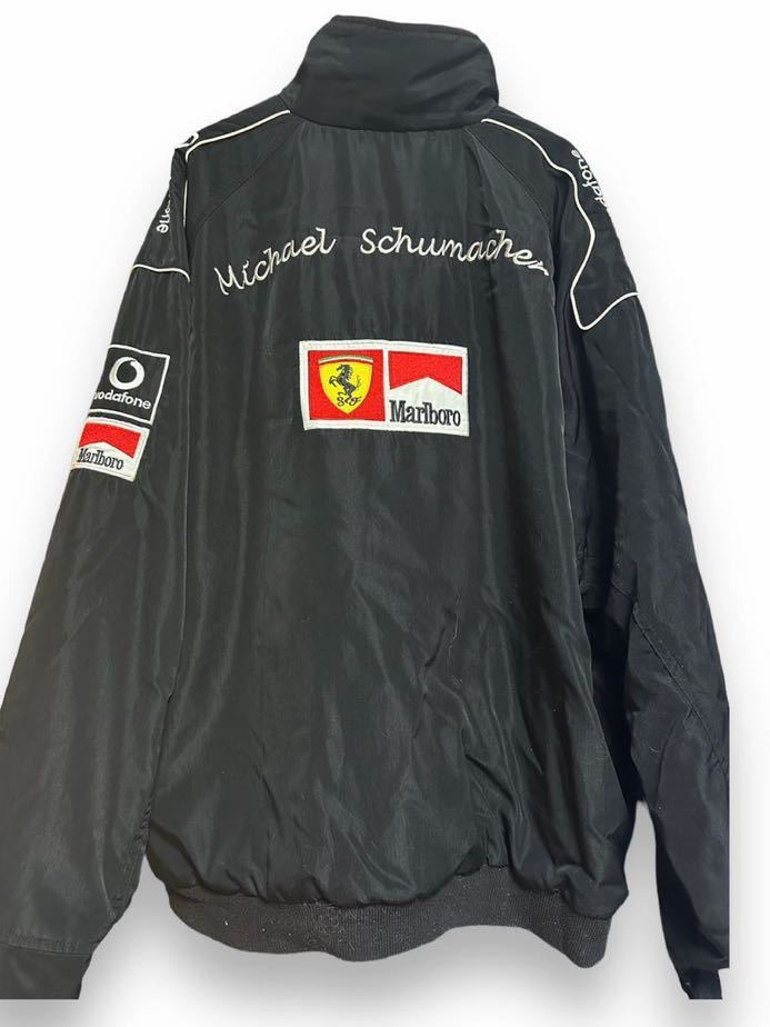 非売品90s当時間フェラーリ/Ferrari x Michael Schumacher Marlboro Racing /刺繍/F1 /トラックJKT/中綿/マルボロ/ワッペン/黒/ブラック_画像2