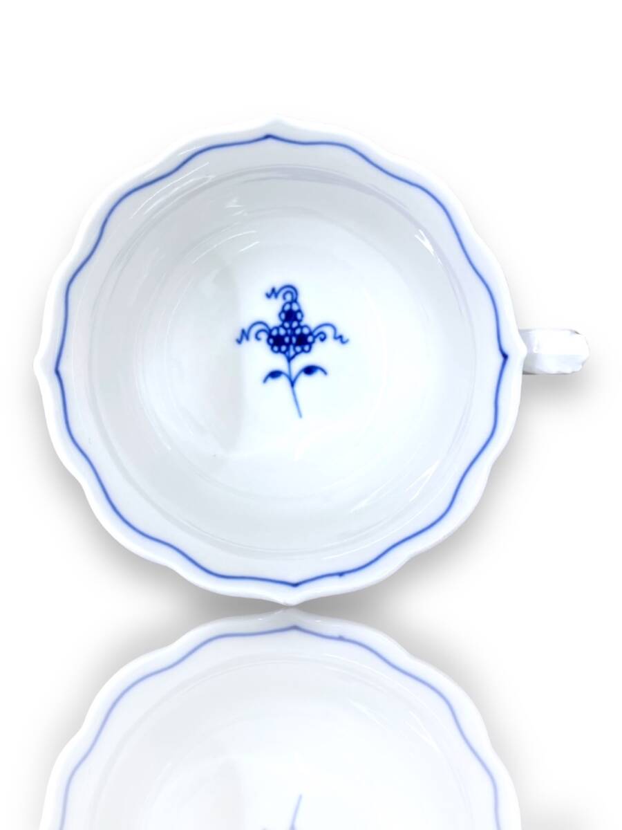 Meissen Blue Onion Cup＆Saucer マイセン ブルーオニオン カップ＆ソーサー ティー/コーヒー兼用 ペア 2客セット 陶磁器 洋食器_画像4