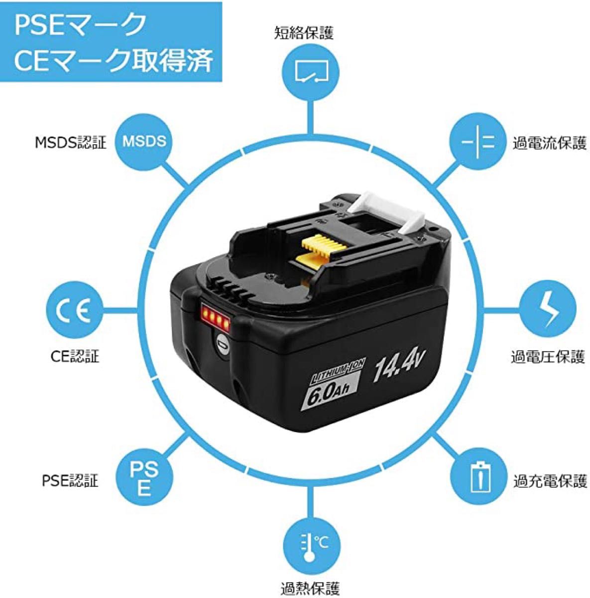 マキタ14.4Vバッテリー BL1460b 互換 2個セット バッテリーホルダー付き