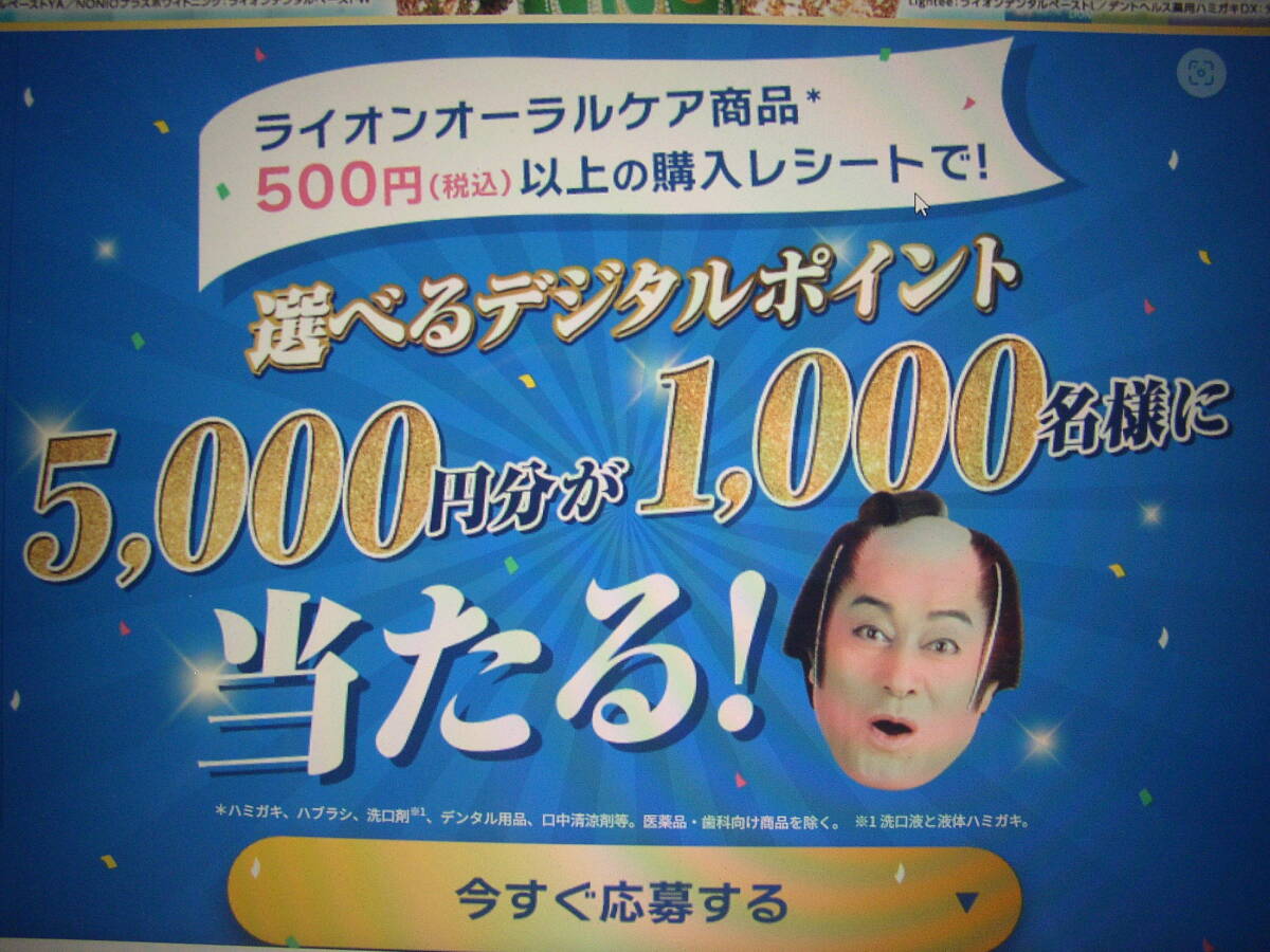 クローズド懸賞等24種25口分【家電グルメ金券1.2万】カスピ海ホクト井村屋クロレッツちいかわキリン/ライオン/クロレッツ/プリマ/カルビー_ライオンオーラル4/1〆