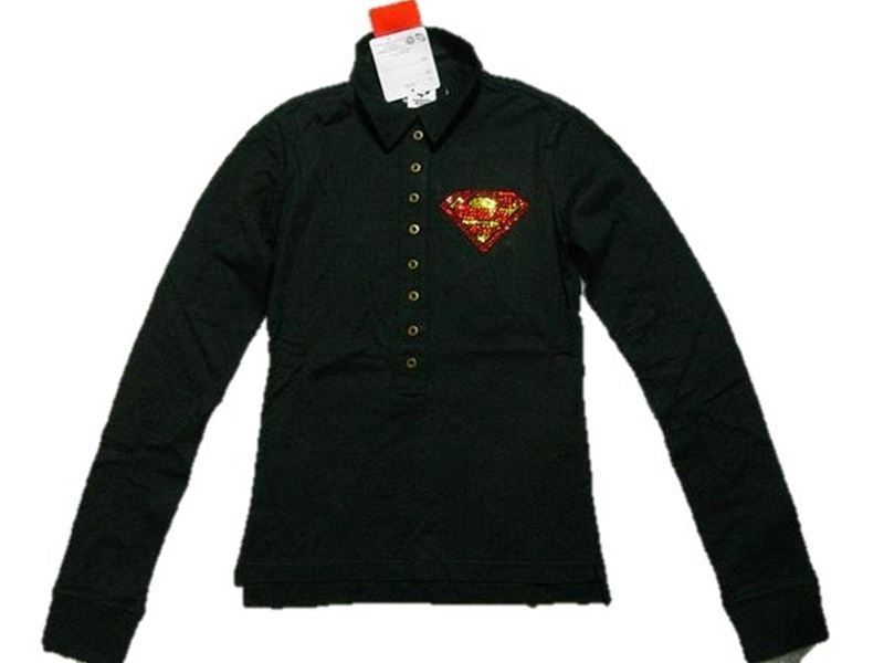 sati палочка action SADISTIC ACTION женский рубашка-поло с длинным рукавом черный x Gold новый товар Супермен 