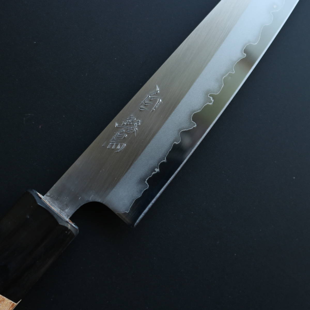 ペティナイフ 包丁 白鷺 白一鋼 地金 ステンレス ケヤキ八角水牛口輪 135mm Petty knife White steel #2 Stainless Clad_画像3