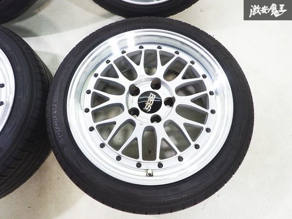 ●BBS LMP071 LM 17インチ 8J ＋35 5H 5穴 PCD114.3 段リム メッシュ ホイール 4本セット タイヤ付き シルビア スカイライン RX-7 RX-8_画像3