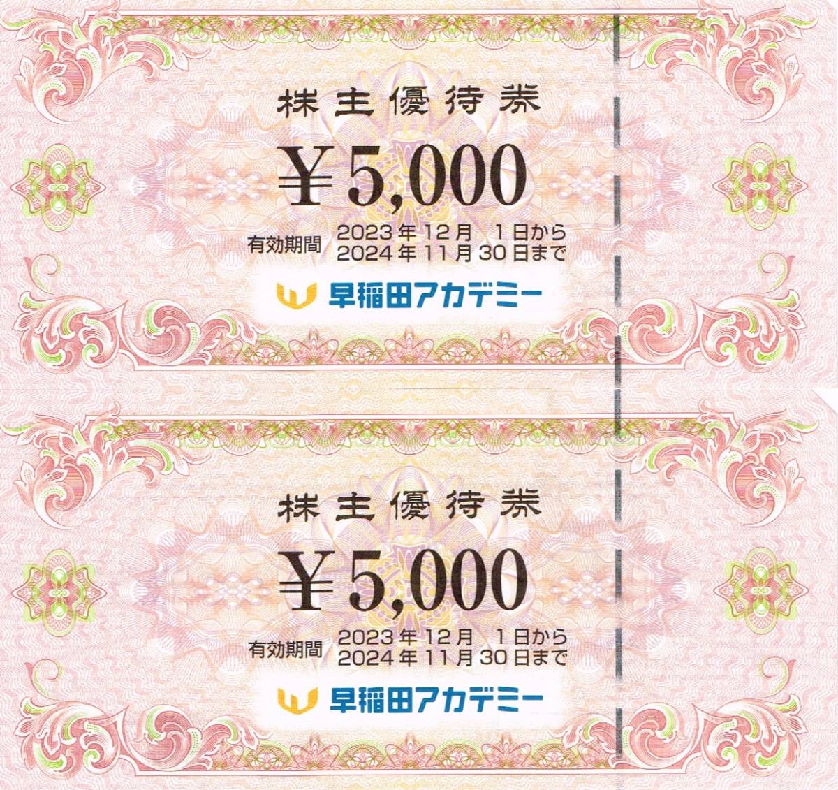 ★ネコポス送料無料★早稲田アカデミー　株主優待券　5000円X2枚 _画像1