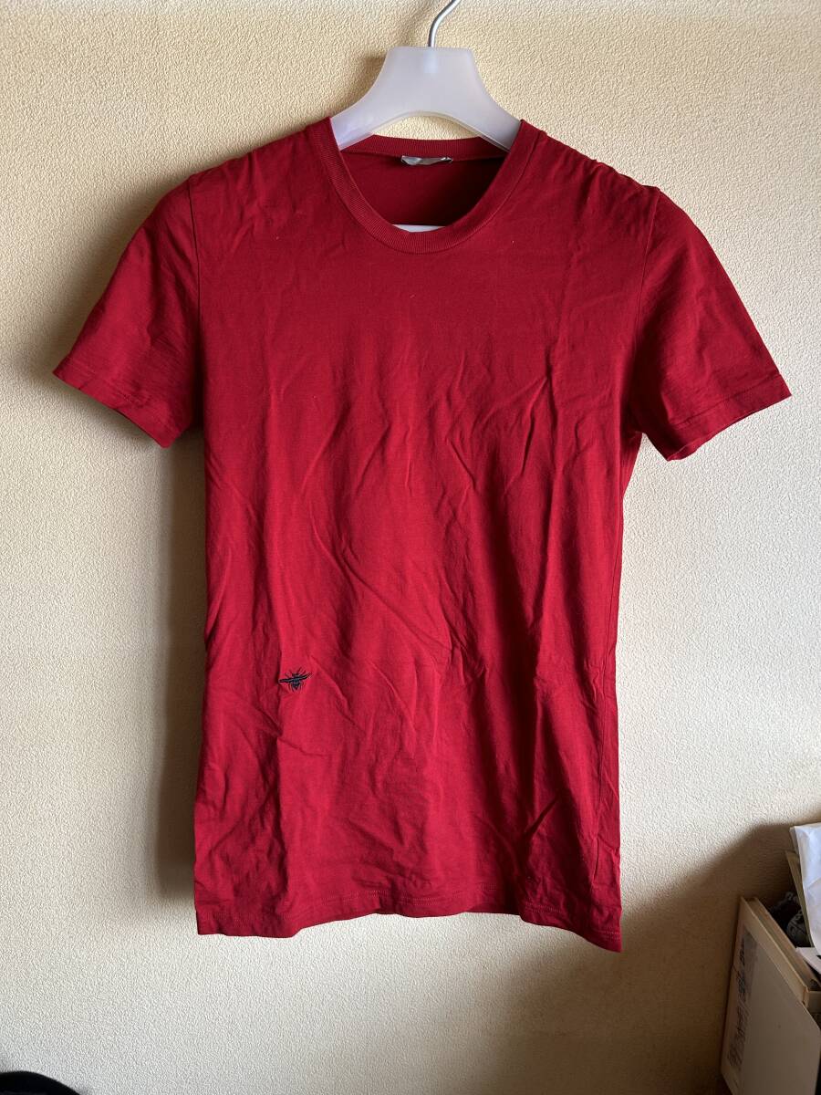 DIOR HOMME 07A/W 赤 Bee刺繍Tシャツ XS_画像1