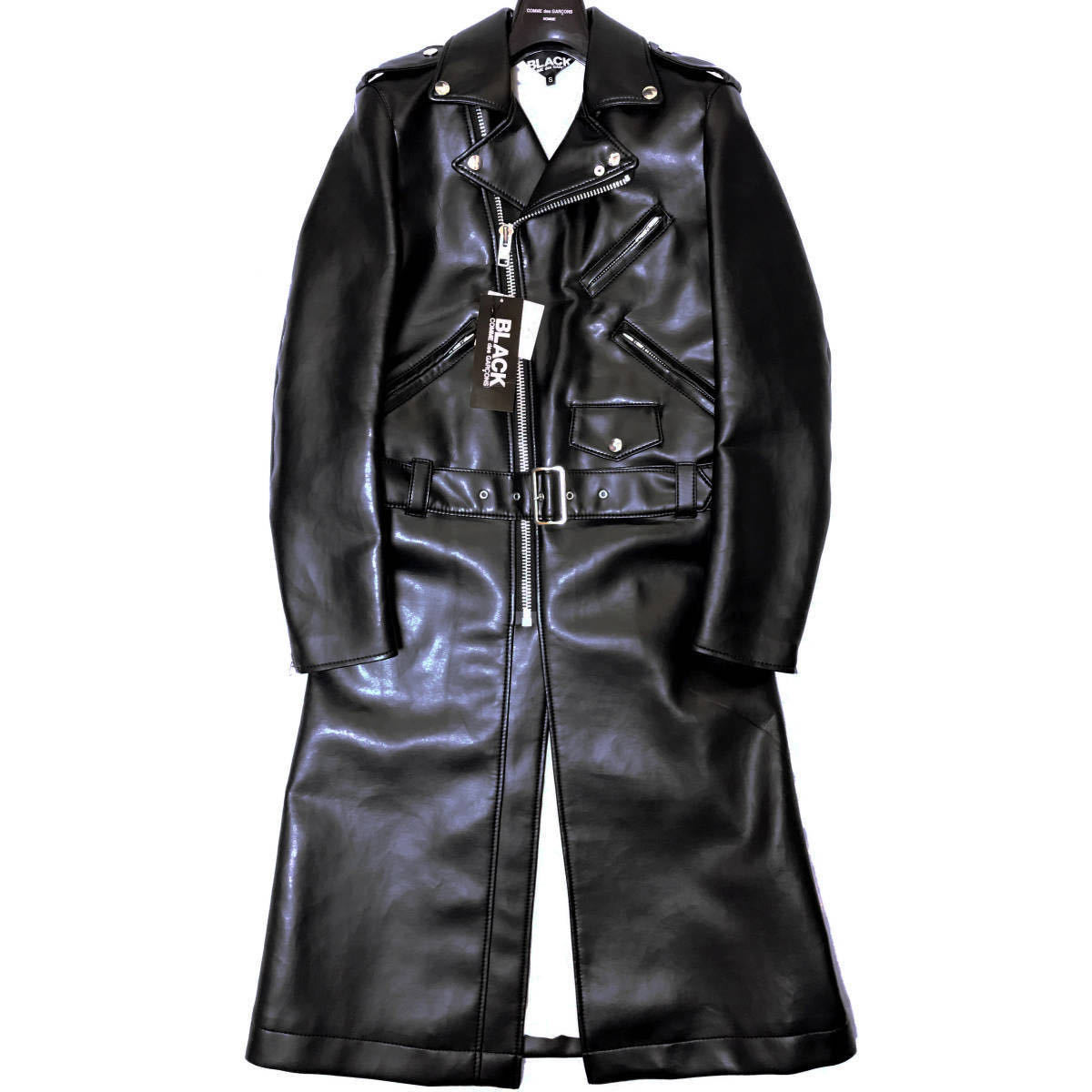 川久保玲着 レザー ライダースコート BLACK COMME des GARCONS 15AW 2015AW 2015年秋冬 AD2015 ブラック Leater Riders Coat Rei Kawakubo_転載禁止。ハンガー・タグは付けられません