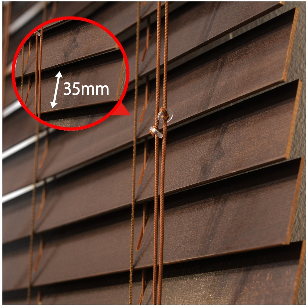窓枠に合わせてサイズ加工が可能 高品質 木製 ウッド ブラインド オーダー可 スラット(羽根)幅35mm 幅181～190cm×高さ31～100cm_画像2