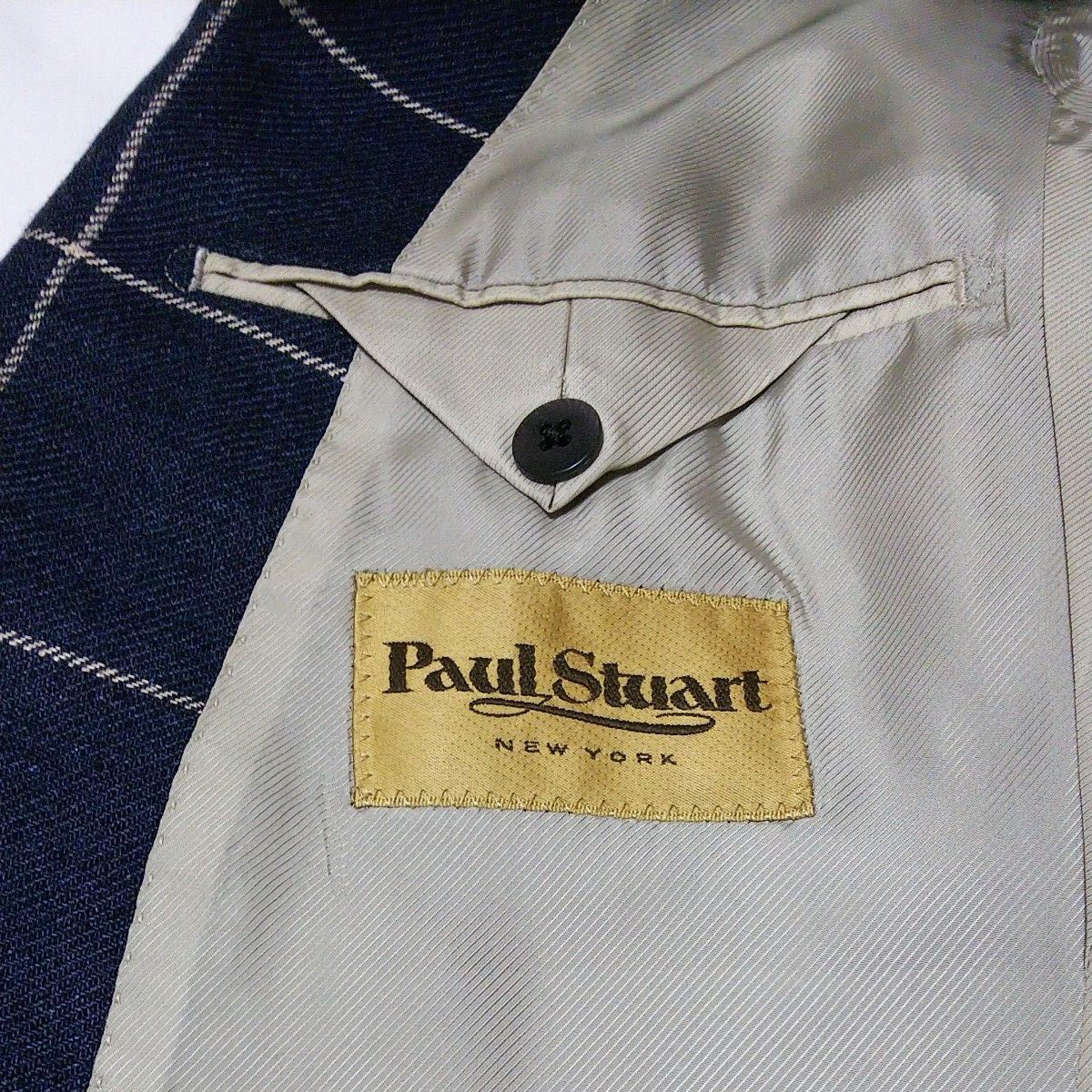 Paul Stuart□テーラードジャケット□ネイビー＆ホワイトチェック柄□日本製