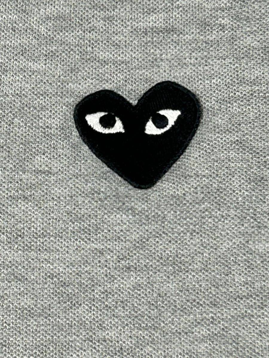 【送料無料】コムデギャルソン ポロシャツ グレー Mサイズ◆PLAY comme des garcons gray ◆スリムフィット 女性も着用可 夏物 安価処分の画像5