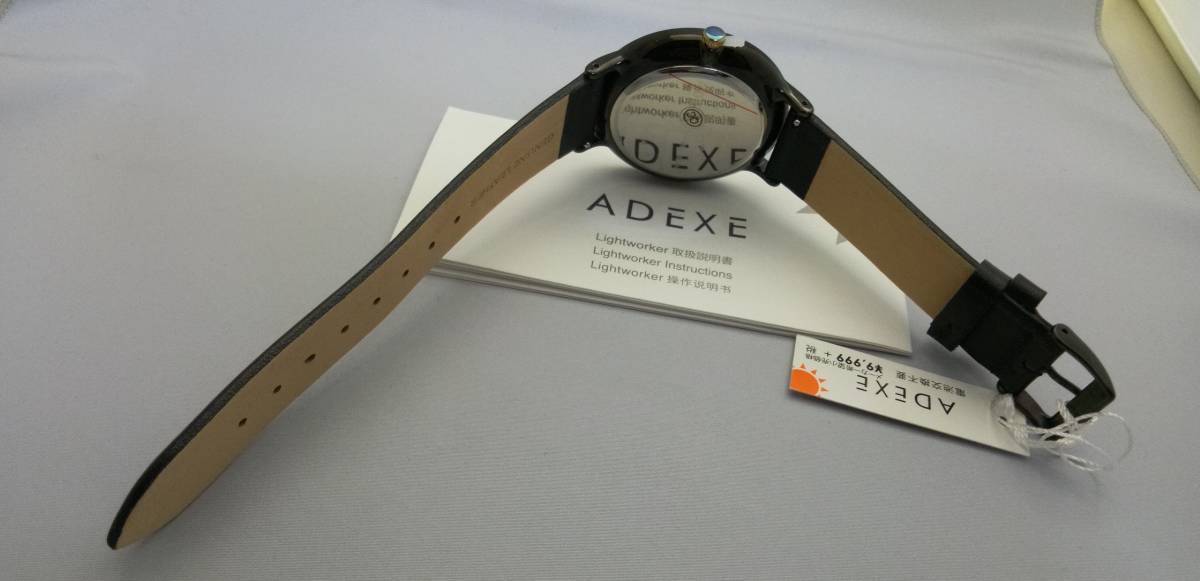ADEXEソーラー時計未使用基本送料無料1868I-0３ブラック文字盤ブラックベルト_画像4