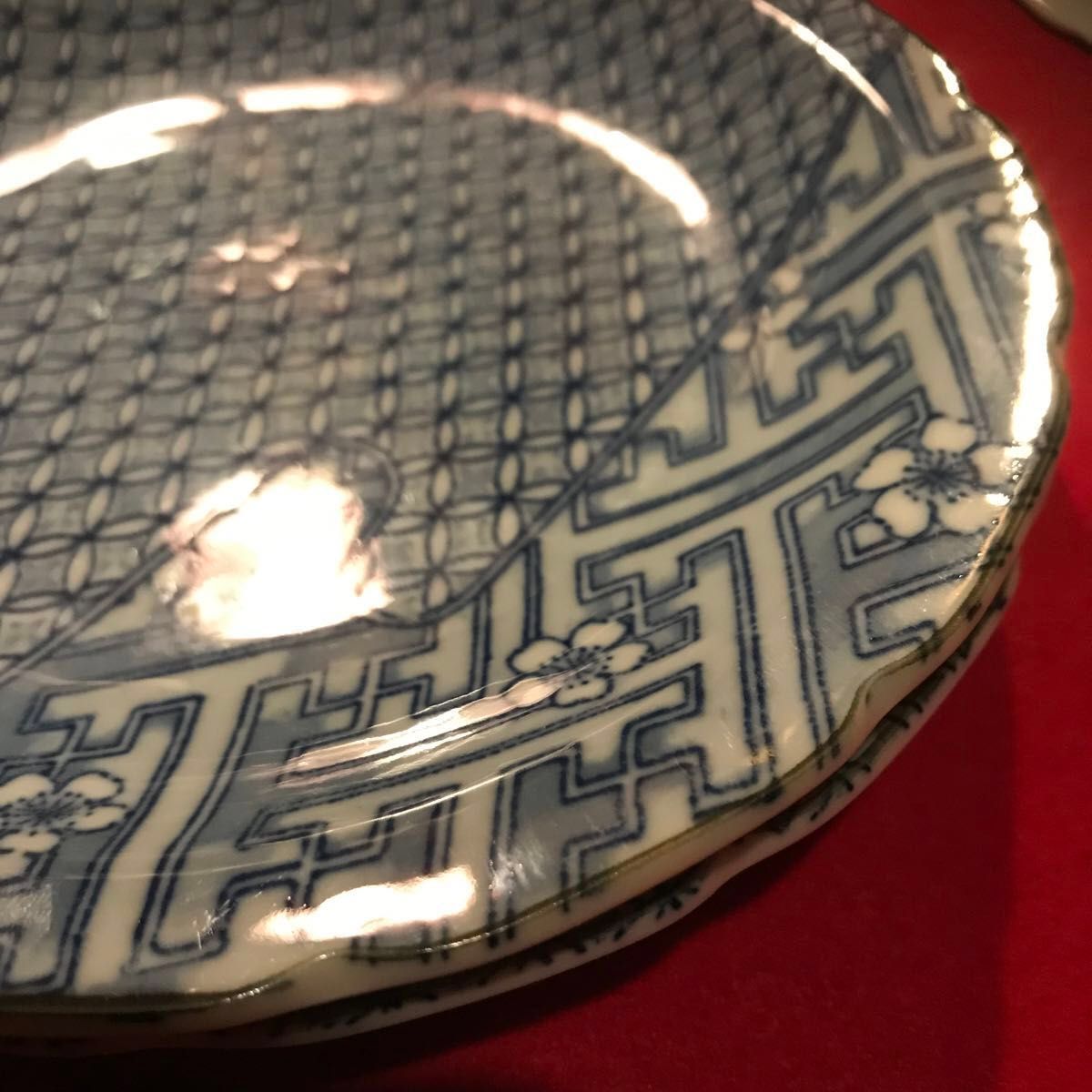 お皿セット 七宝 紗綾形 桜 2枚セット 和食器 和 昭和 中皿 小皿 お皿セット 七宝 紗綾形 桜 2枚セット 和食器 和 昭和 中皿 小皿