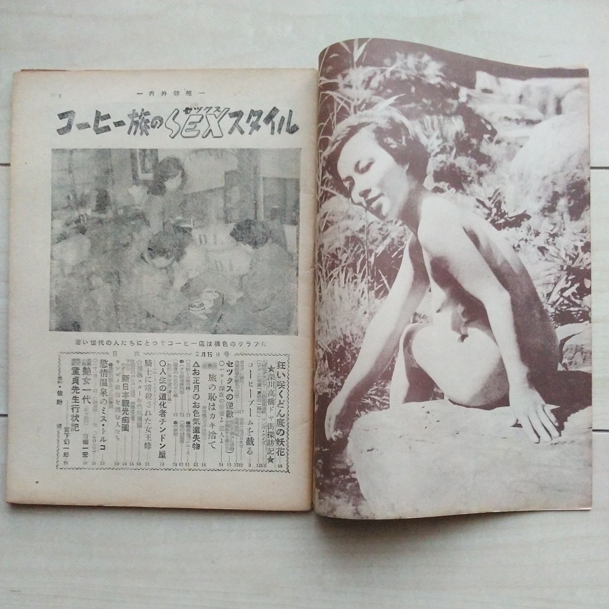 ■『內(nèi)外特報(東京にある異國の丘)』昭和29年2月15日號。東京千代田區(qū)駿河臺?內(nèi)外特報新聞社發(fā)行。悪の巣窟深川高橋ドヤ街探訪記其の他。