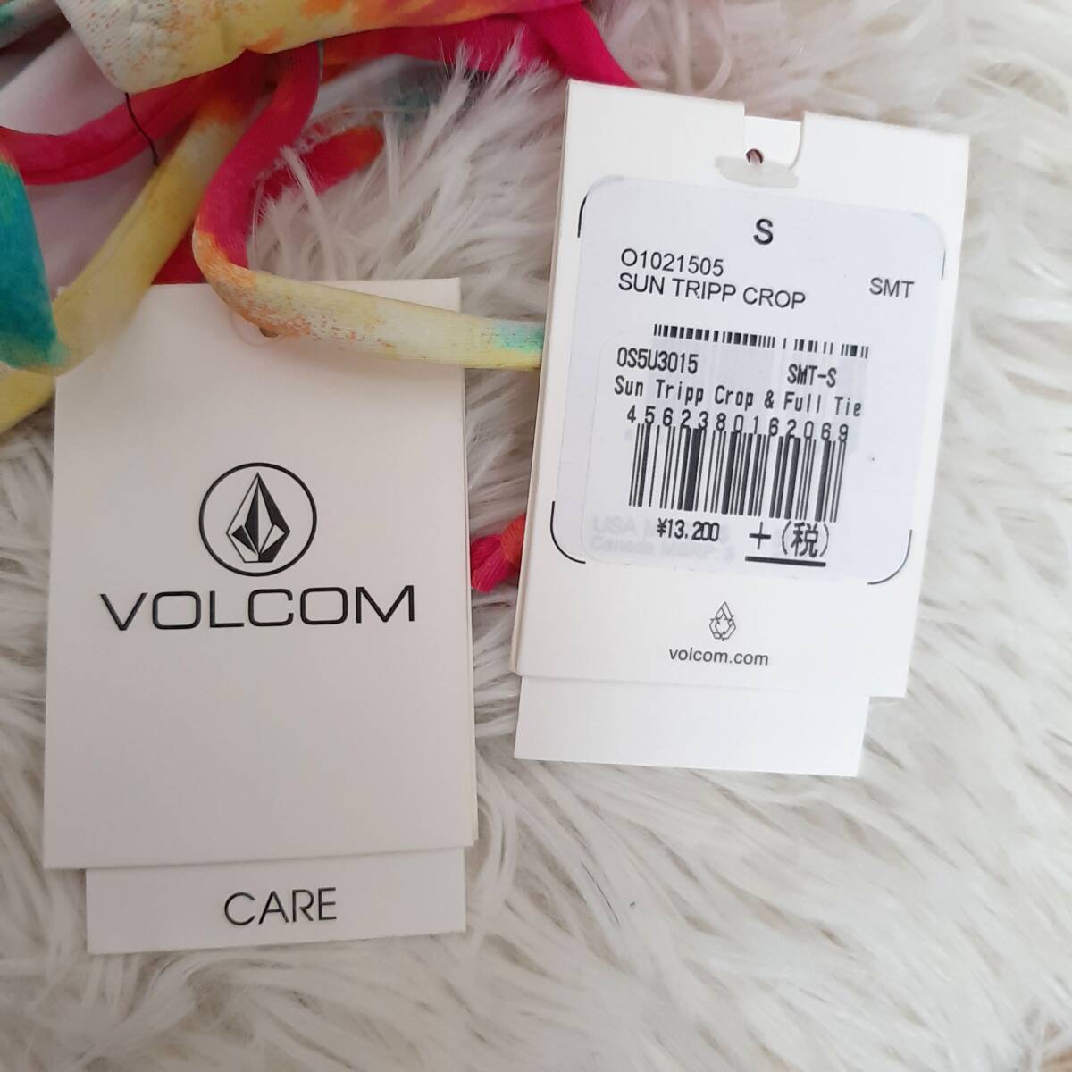  anonymity delivery * new goods unused VOLCOM Volcom triangle bikini swimsuit pink yellow UAS size SMALL