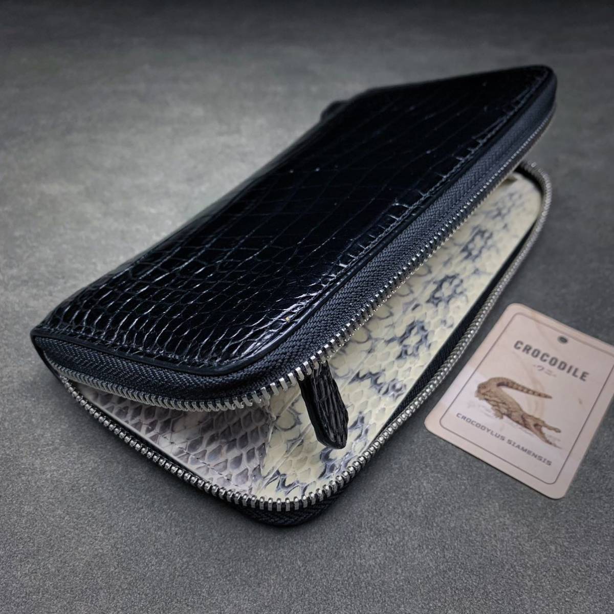  period special price crocodile long wallet ( round fastener / center part / hand made / snake leather interior / genuine article /book@wani leather / one sheets leather / the truth thing photograph /)