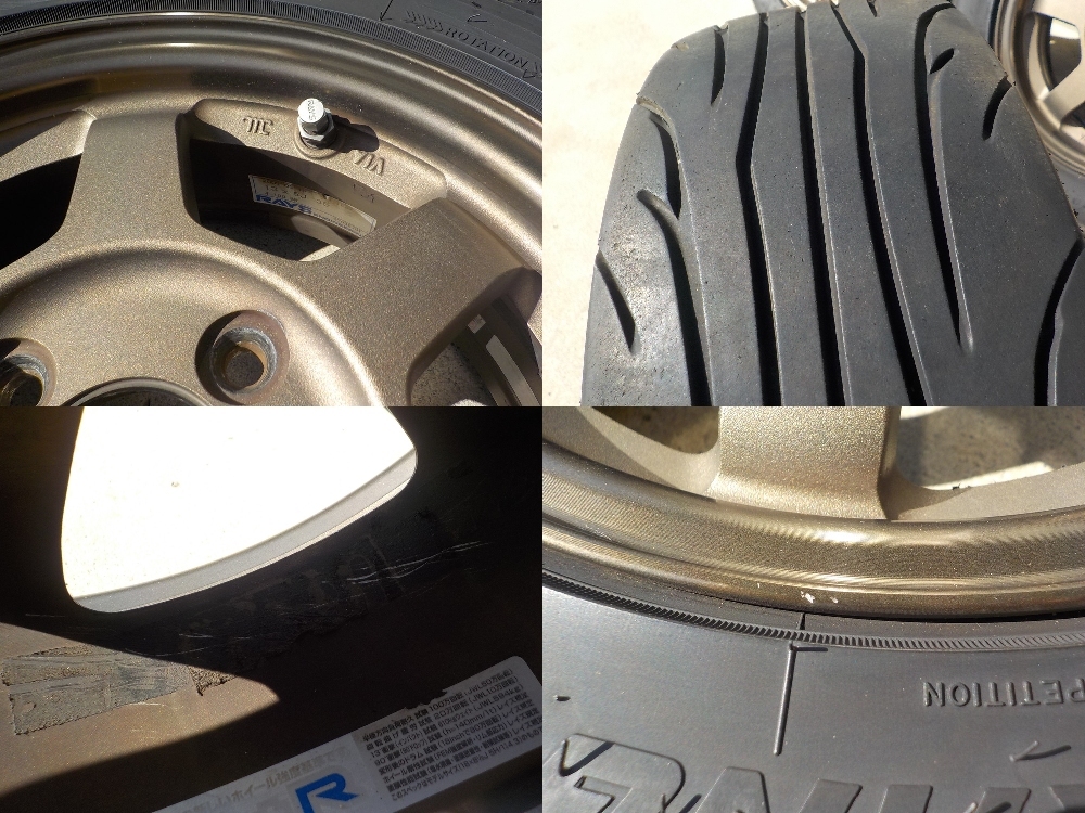 60220 ZEK1 Z☆★良品 TE37 レイズ ボルクレーシング 13インチ5J OFF35 PCD100 4H タイヤ要交換155/65R13★軽自動車ヴィヴィオ ミラ アルトの画像5