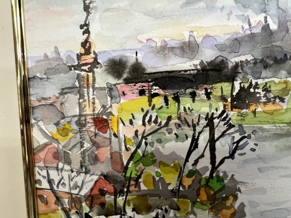  author unknown [ Denmark sketch ] with autograph watercolor painting landscape painting amount size approximately 450mm× 500mm picture frame 