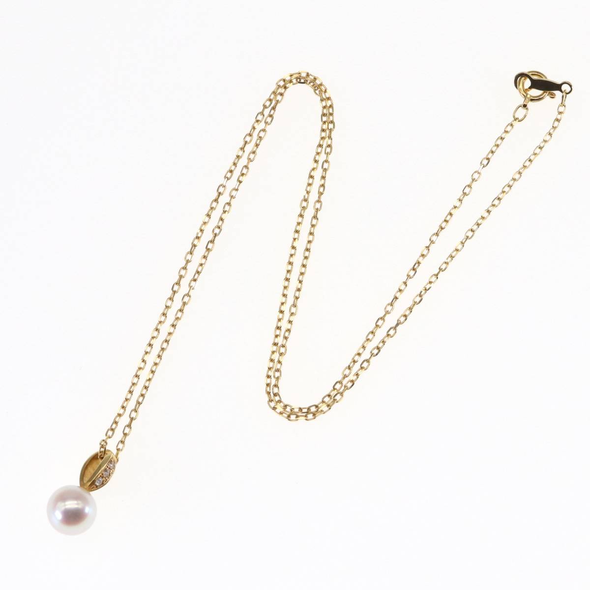 MIKIMOTO(ミキモト) ネックレス K18 パール 真珠×ダイヤモンド 一粒 7.2mm_画像6