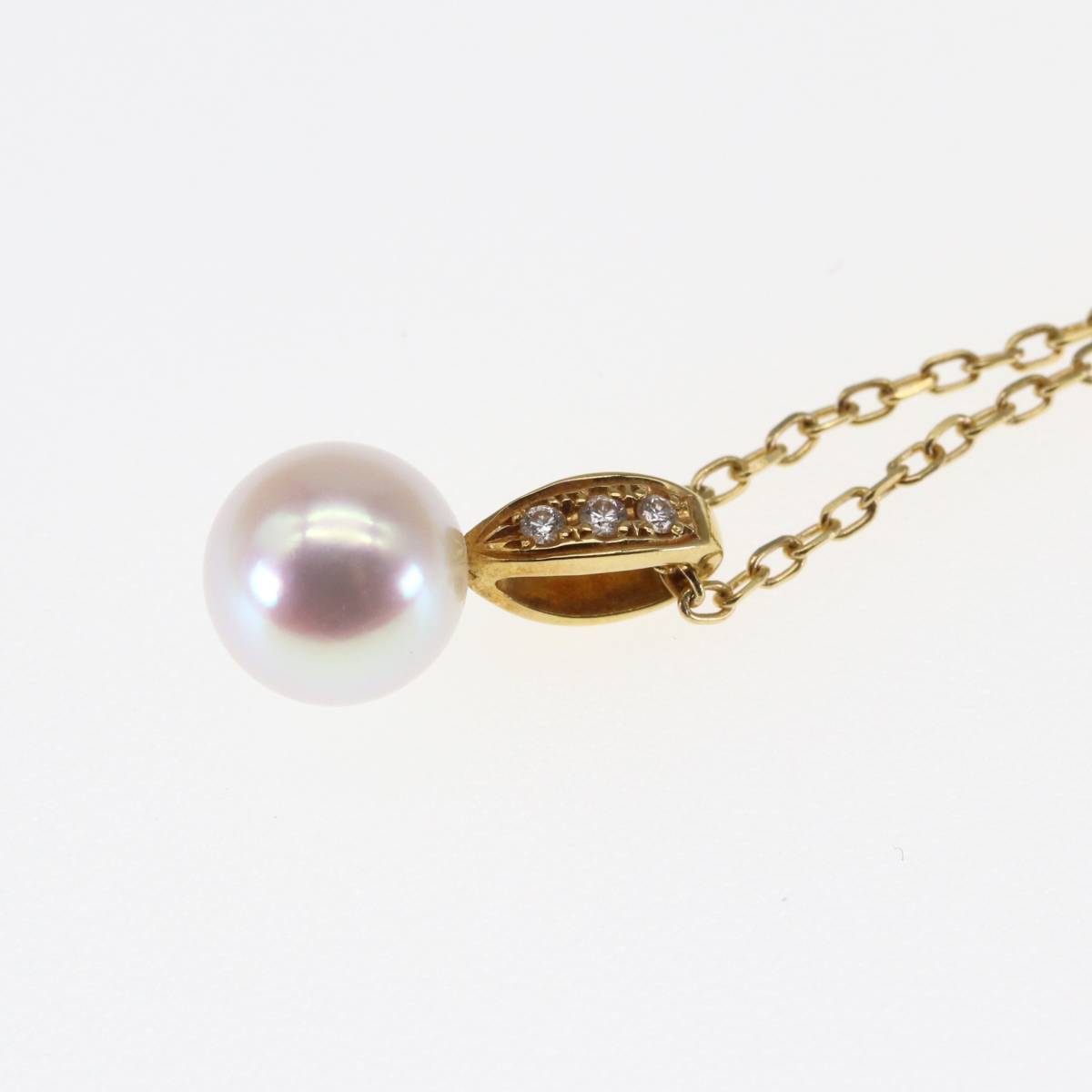 MIKIMOTO(ミキモト) ネックレス K18 パール 真珠×ダイヤモンド 一粒 7.2mm_画像2